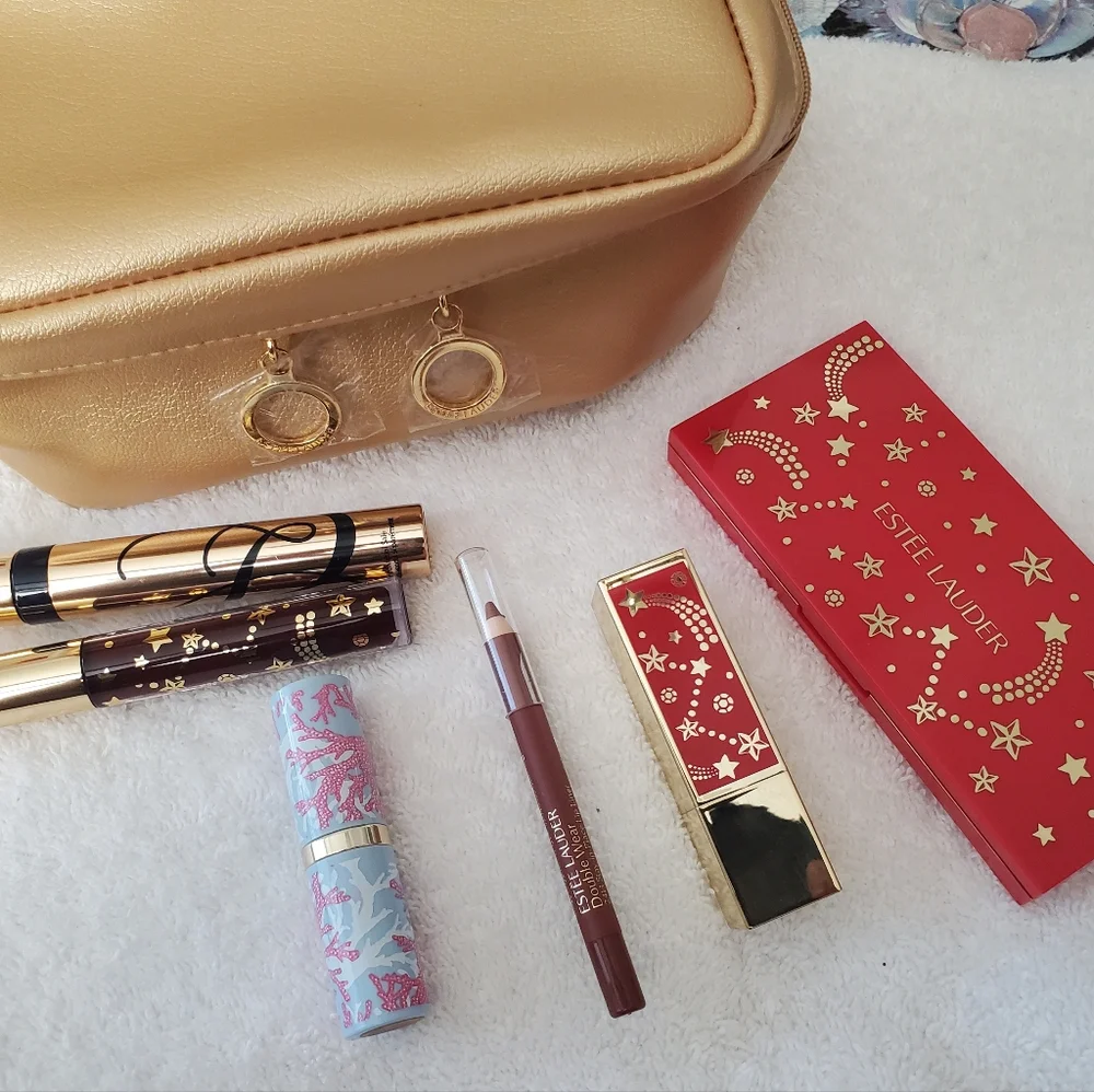 New Estee Lauder Celestial Glam Full size Lips, Eyes & Cosmetic Case